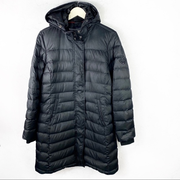 [TH] Women's Black Mid Length Puffer Coat